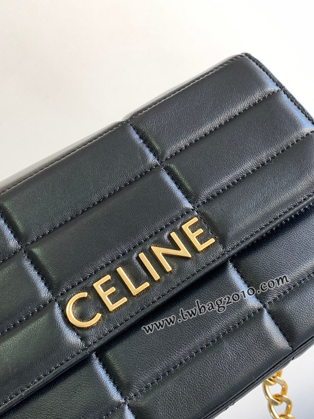 Celine專櫃2023新品絎縫鏈條羊皮斜挎包 賽琳MATELASSé MONOCHROME絎縫羊皮革鏈條肩背包 sldj2368